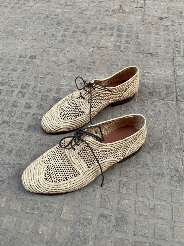 Paula – Mocassins Beige en Raphia Naturel