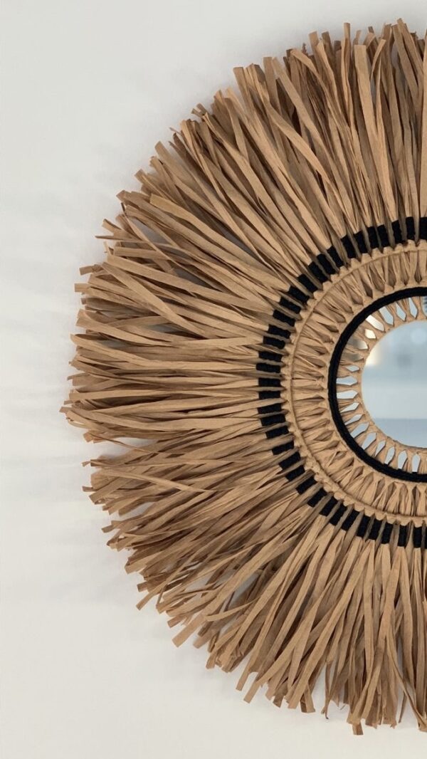 Miroir décoratif en raphia – Artisanat authentique - Ben Ali - Image 3