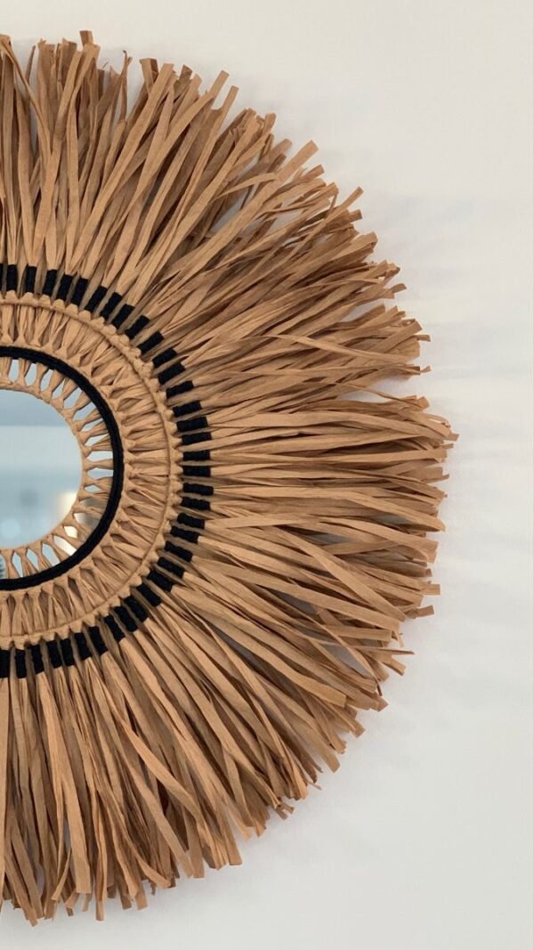 Miroir décoratif en raphia – Artisanat authentique - Ben Ali - Image 2