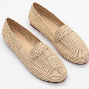 Chaussures Femme Beige Raphia – 100 % Fait Main au Maroc